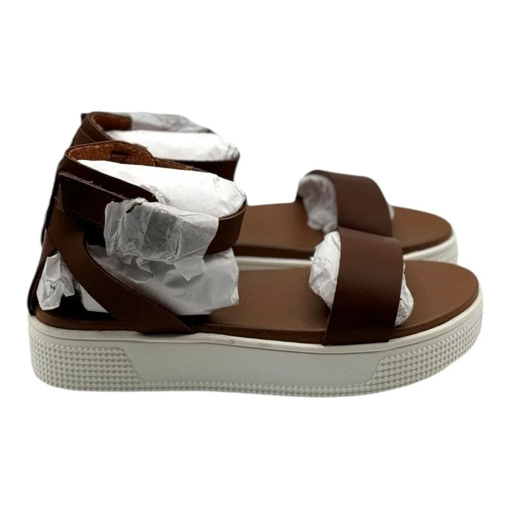 Mia Kids Cognac Little Ellen Platform Ankle Strap Sandals Size 13